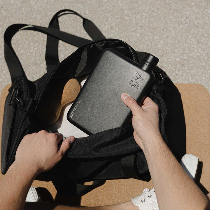 A5 Stainless Steel memobottle™ Black | slimline reusable WATER BOTTLE | 1050 ml