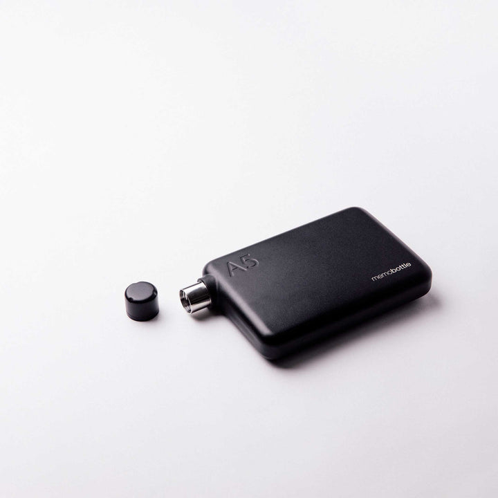 A5 Stainless Steel memobottle™ Black | slimline reusable WATER BOTTLE | 1050 ml