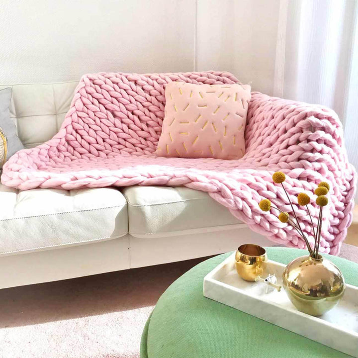 Wolldecke 'Cosima Chunky Knit Babypink'