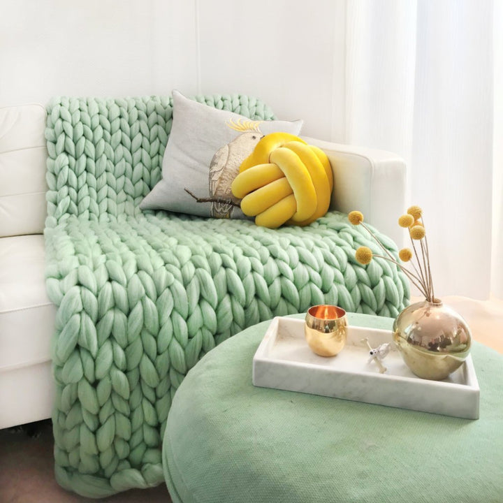 Wolldecke 'Cosima Chunky Knit Mint'