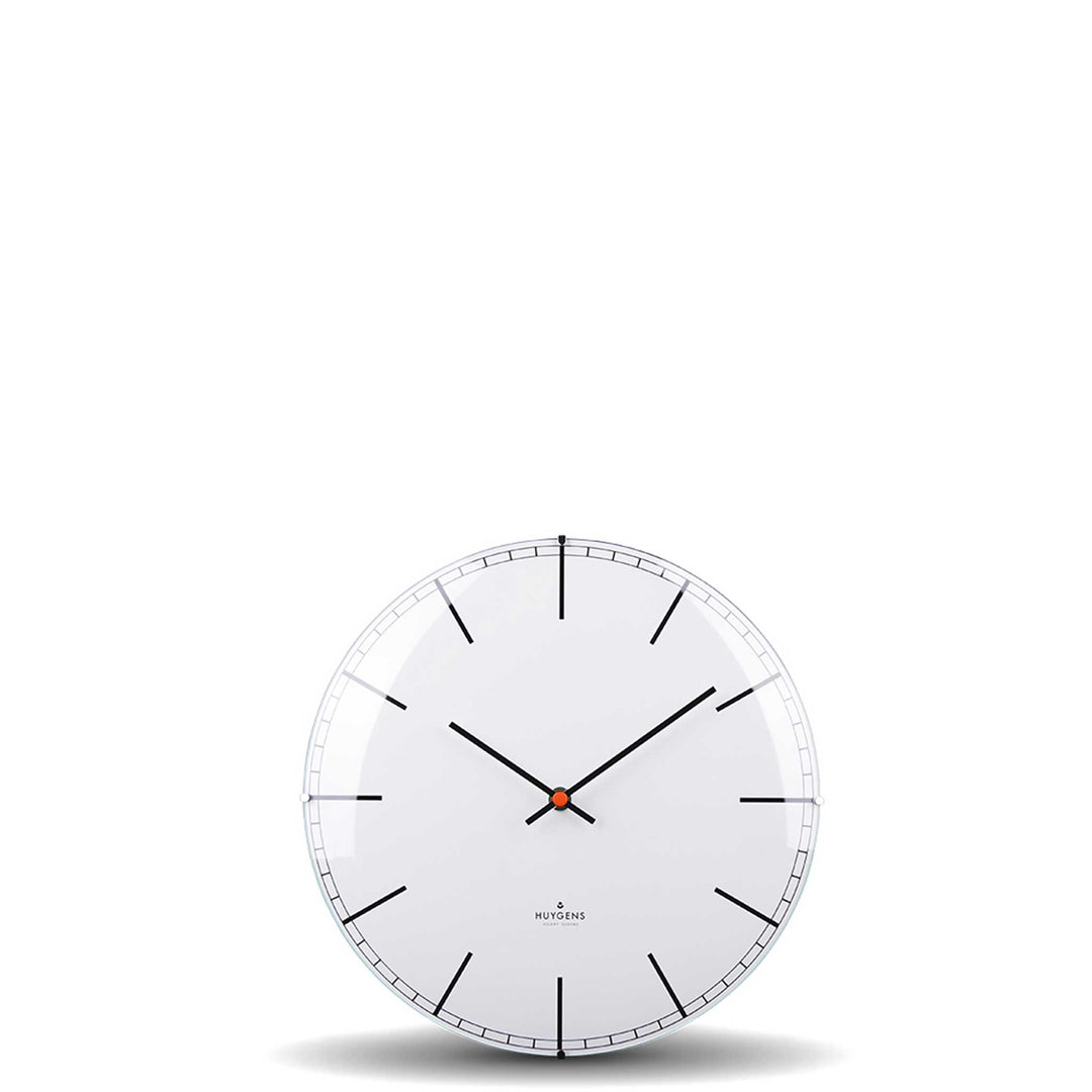 ONE INDEX DOME | Silent WALL CLOCK | stainless steel with white dial & indices | Huygens
