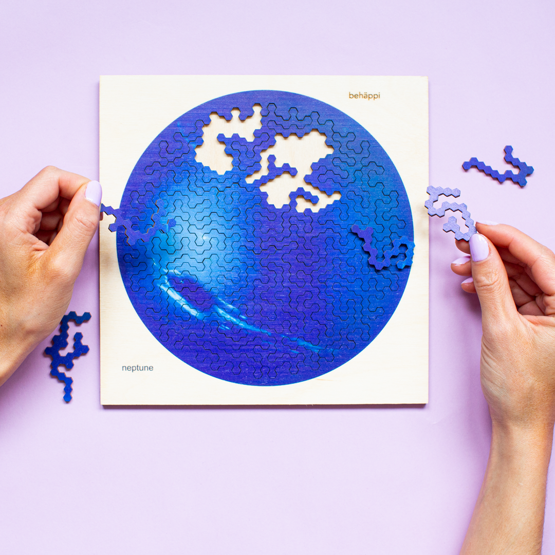 NEPTUN | Extraordinary Wooden IQ PUZZLES | Planetary Series | Level Hard | Behäppi