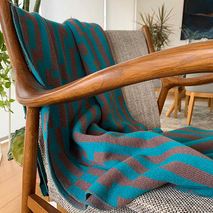 BITMAP ZOOM IN 3 | green & gray THROW | 180x140 cm | 100% Merino Wool | Cristian Zuzunaga