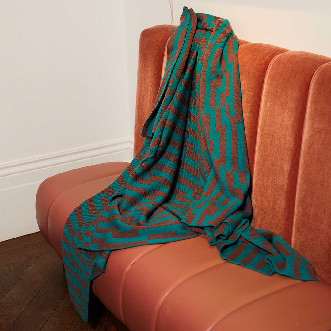 BITMAP ZOOM IN 3 | green & gray THROW | 180x140 cm | 100% Merino Wool | Cristian Zuzunaga