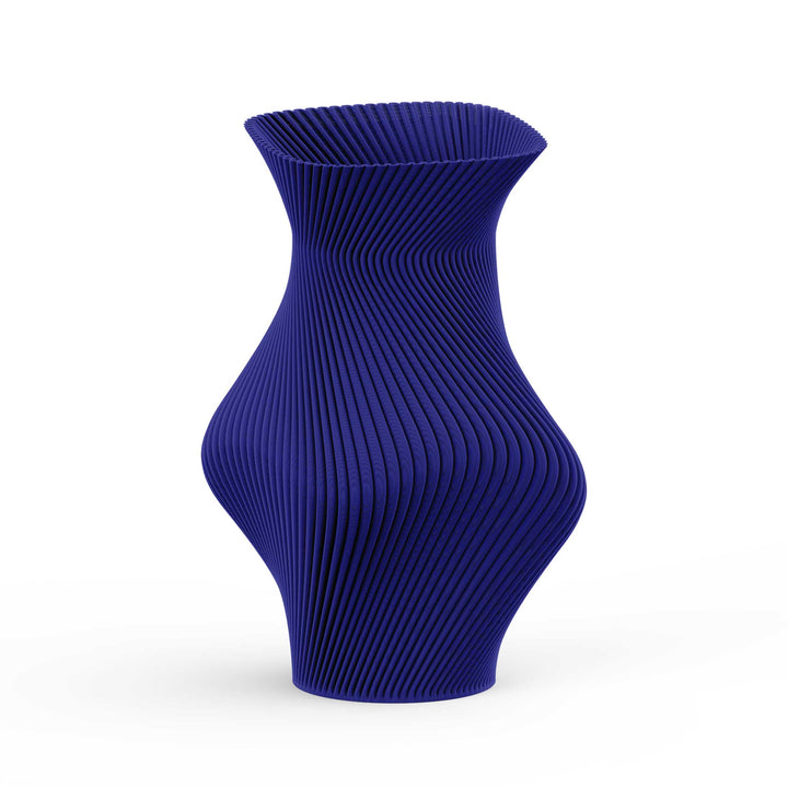 FLARE VASE Blue - 3D printed vase with inner glass vase - 20 cm high | The Edge Collection | Sheyn
