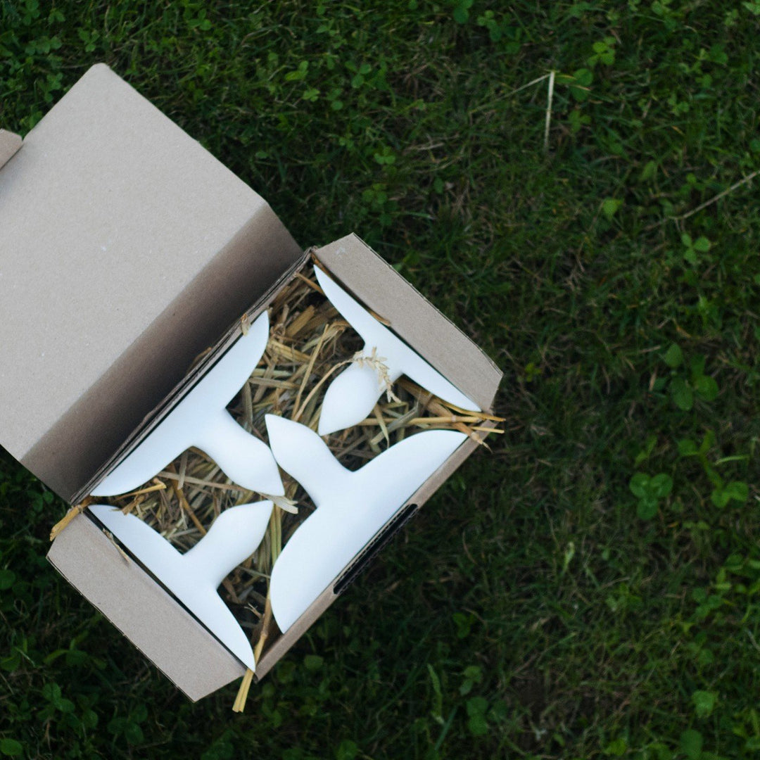 WEISSER DEKO VOGELSCHWARM – Dekovögel - 4er Set | Formpoet