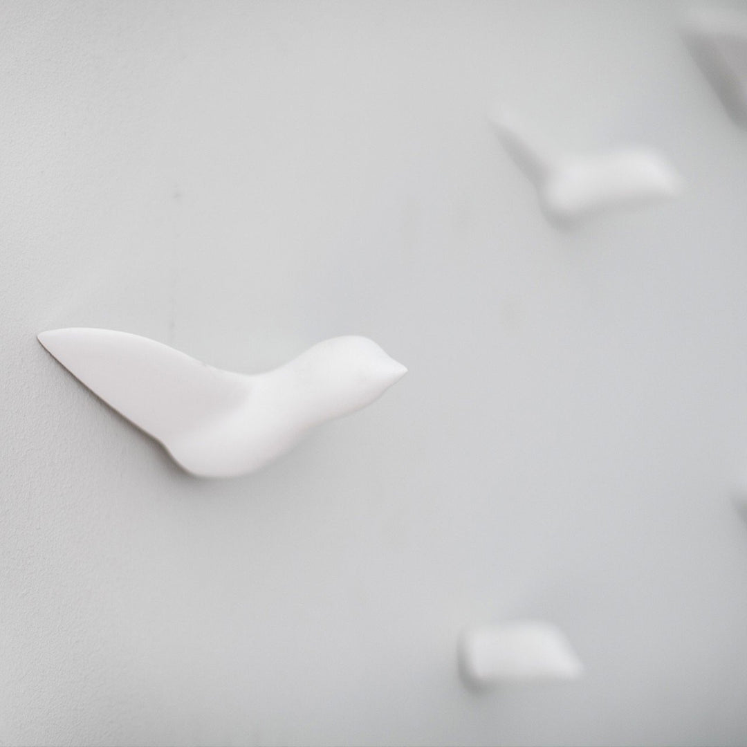 WEISSER DEKO VOGELSCHWARM – Dekovögel - 4er Set | Formpoet