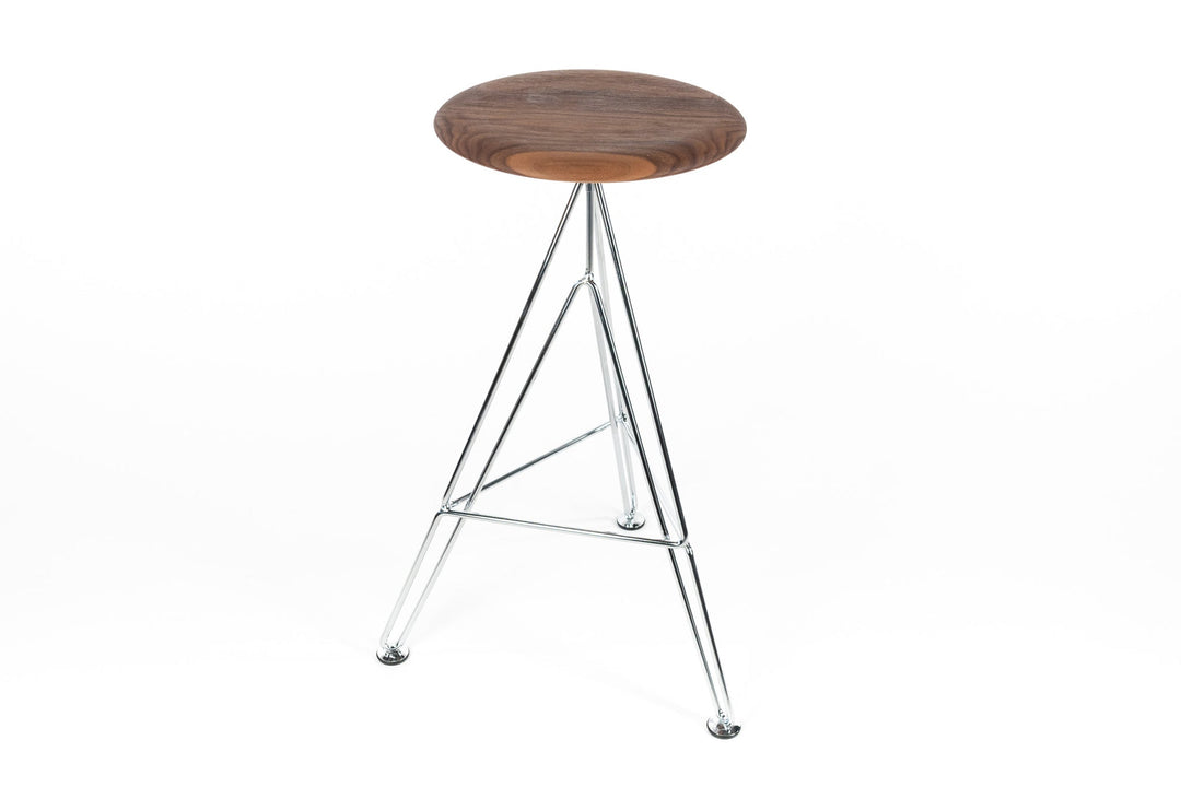 SISMAN 63 - filigree bar stool - chrome / oak | Moebel Compagnie