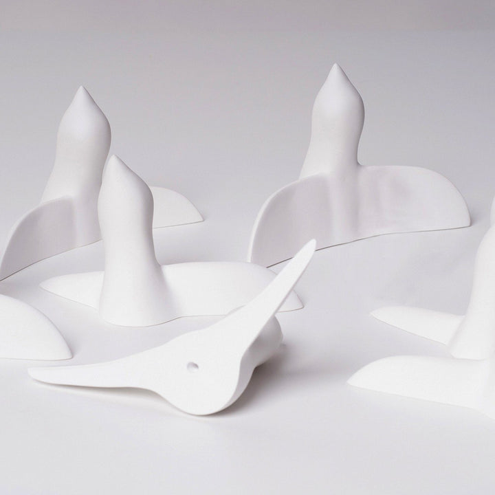 WEISSER DEKO VOGELSCHWARM - Dekovögel – 8er Set | Formpoet