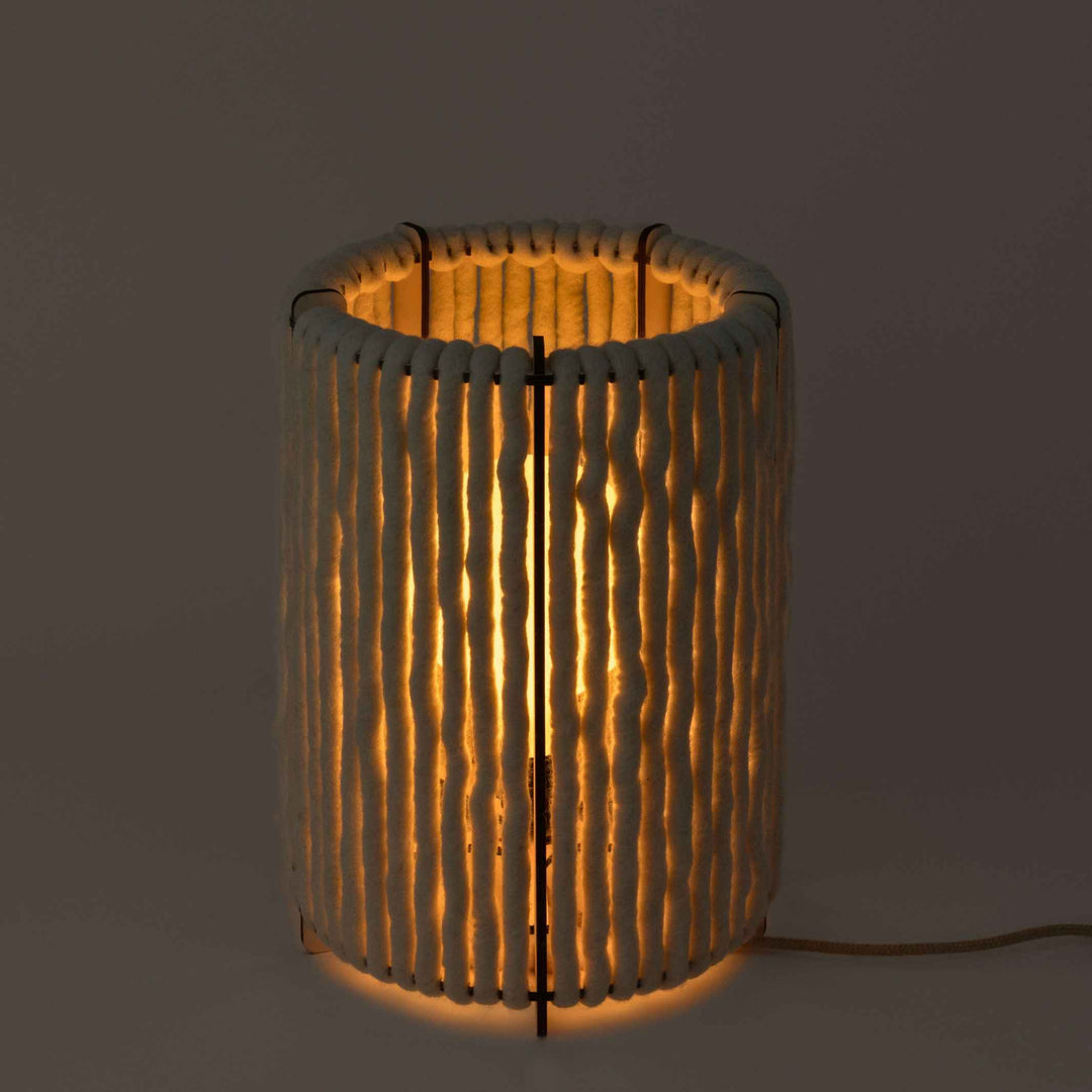 WOOL-ALMUT 6020 - floor light - made of wool & wood - zylinder | ALMUT von Wildheim