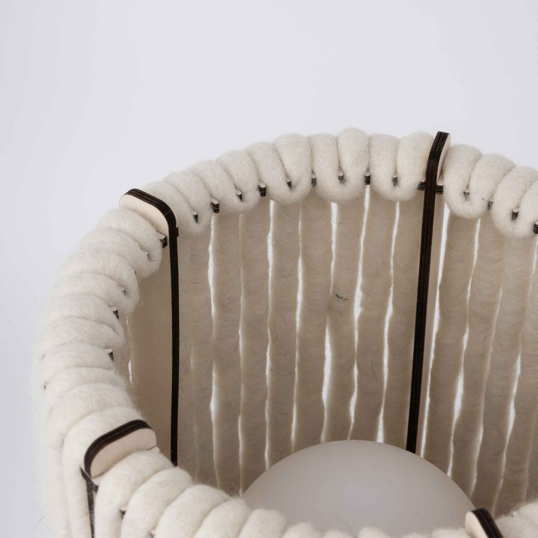 WOOL-ALMUT 6020 - floor light - made of wool & wood - zylinder | ALMUT von Wildheim