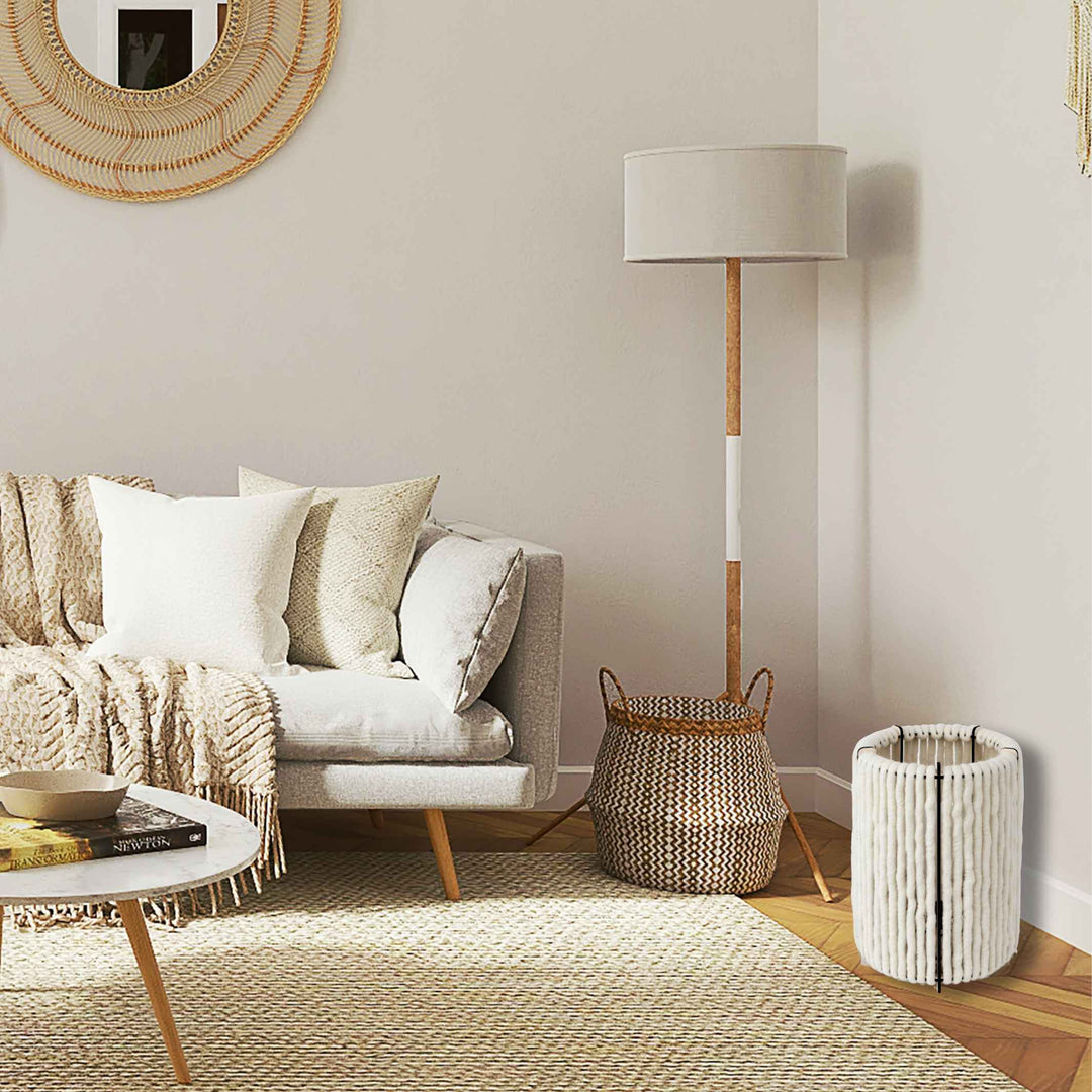 WOOL-ALMUT 6020 - floor light - made of wool & wood - zylinder | ALMUT von Wildheim