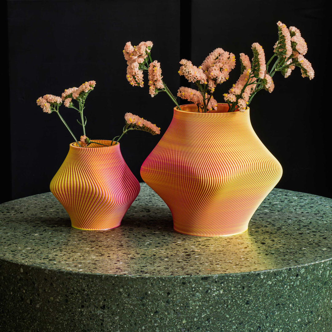 BLOZ VASE Cotton Candy - 3D printed Vase with inner glass vase - 20 cm high | Sheyn