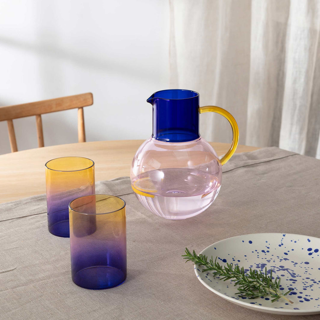 PABLO GLASS JUG - Pink & Cobalt Carafe & Vase | Block Design