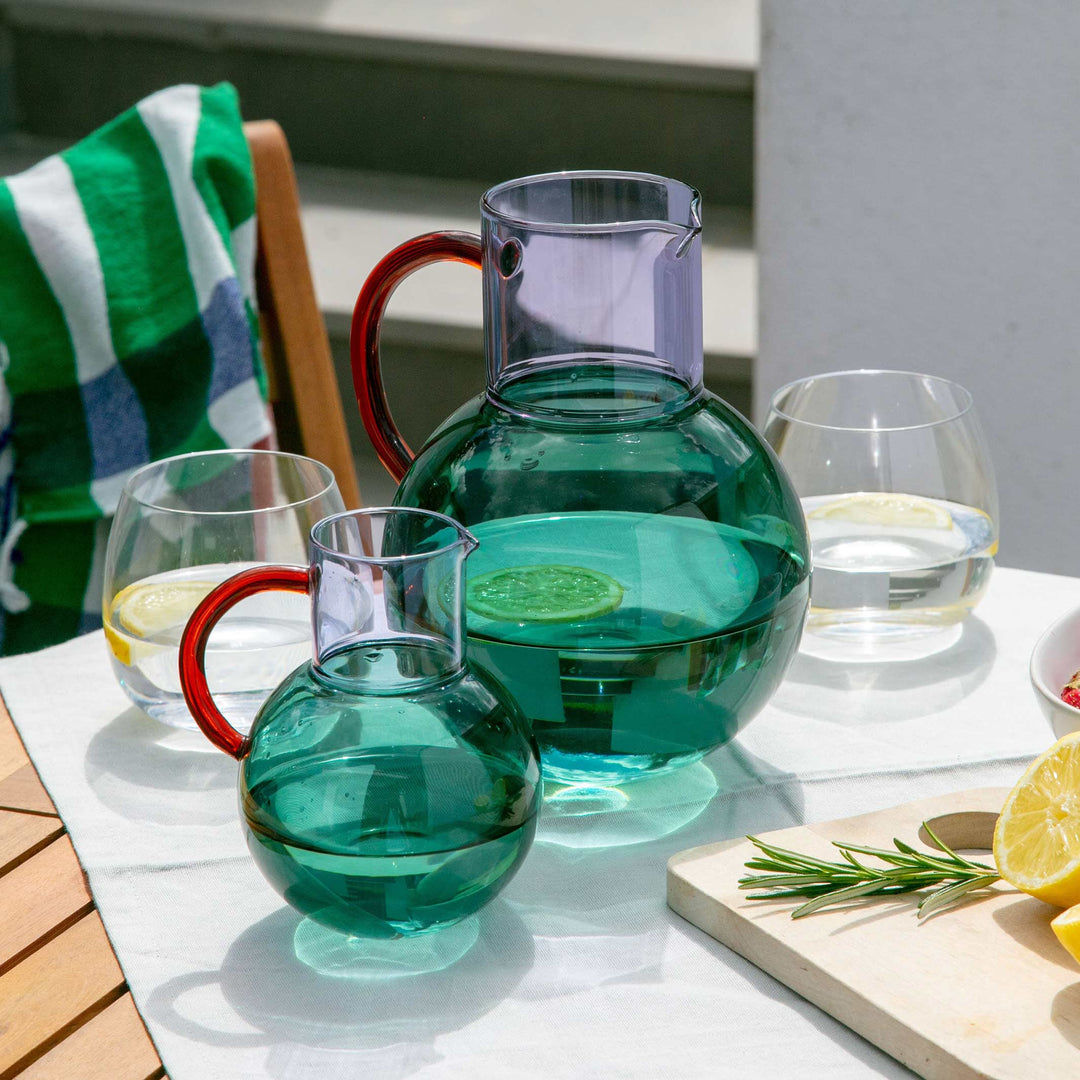 PABLO GLASS JUG - Glas-Krug & Karaffe - Blaugrün & Lila