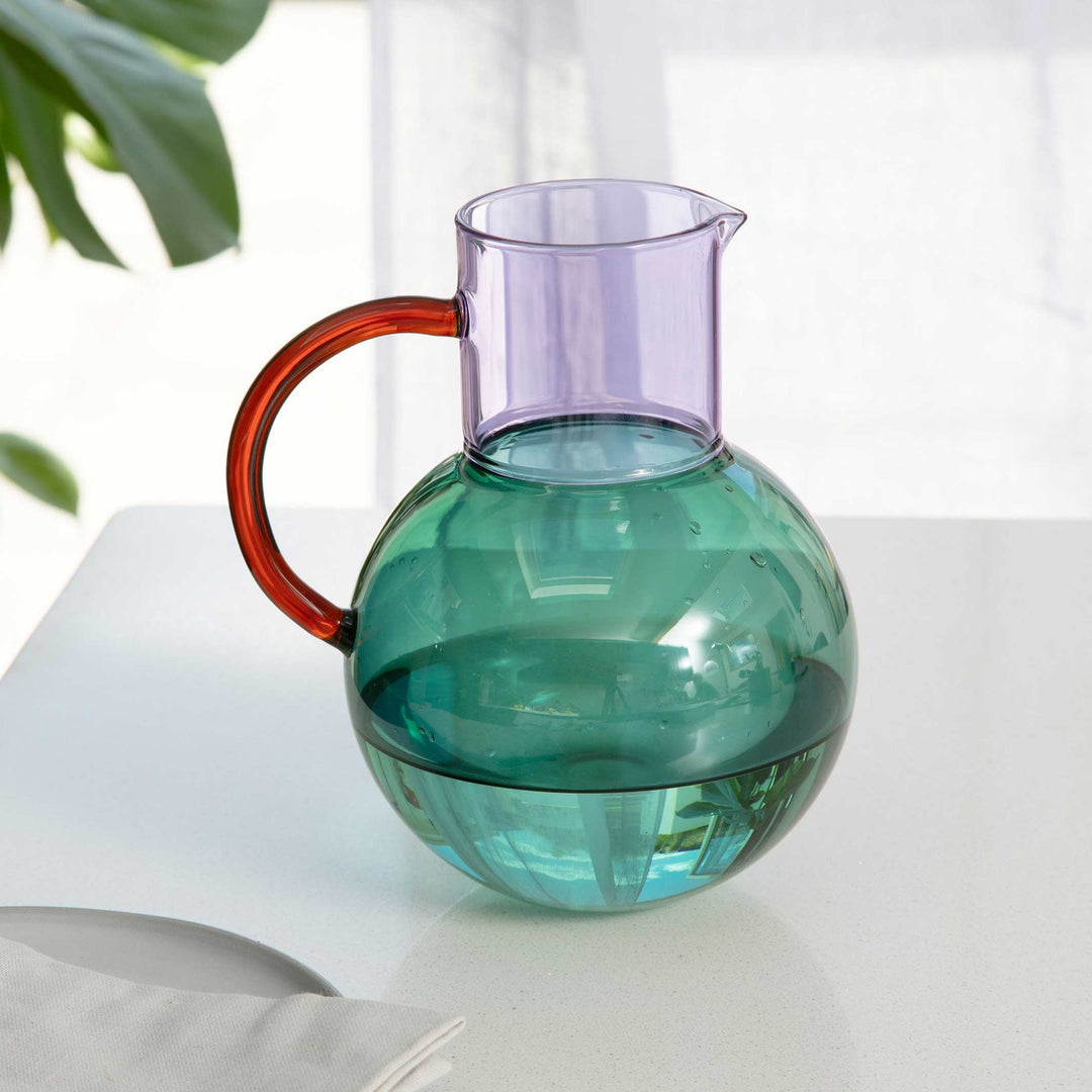 PABLO GLASS JUG - Teal & Lilac Carafe & Vase  | Block Design
