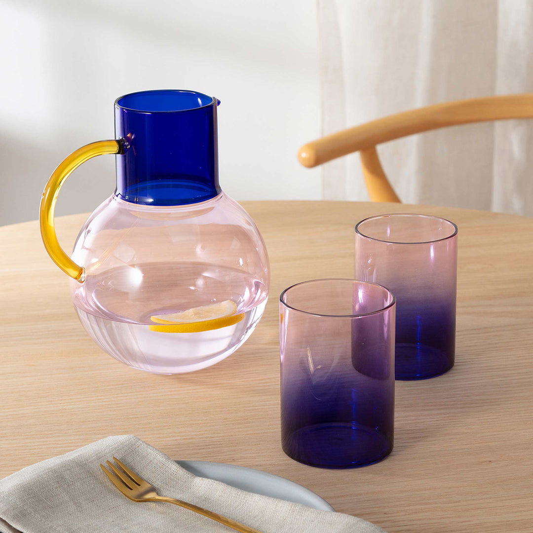 GRADIENT GLASSES  TWO TONE - Drinking Glasses Blue & Pink - Set of 2 | Block Design