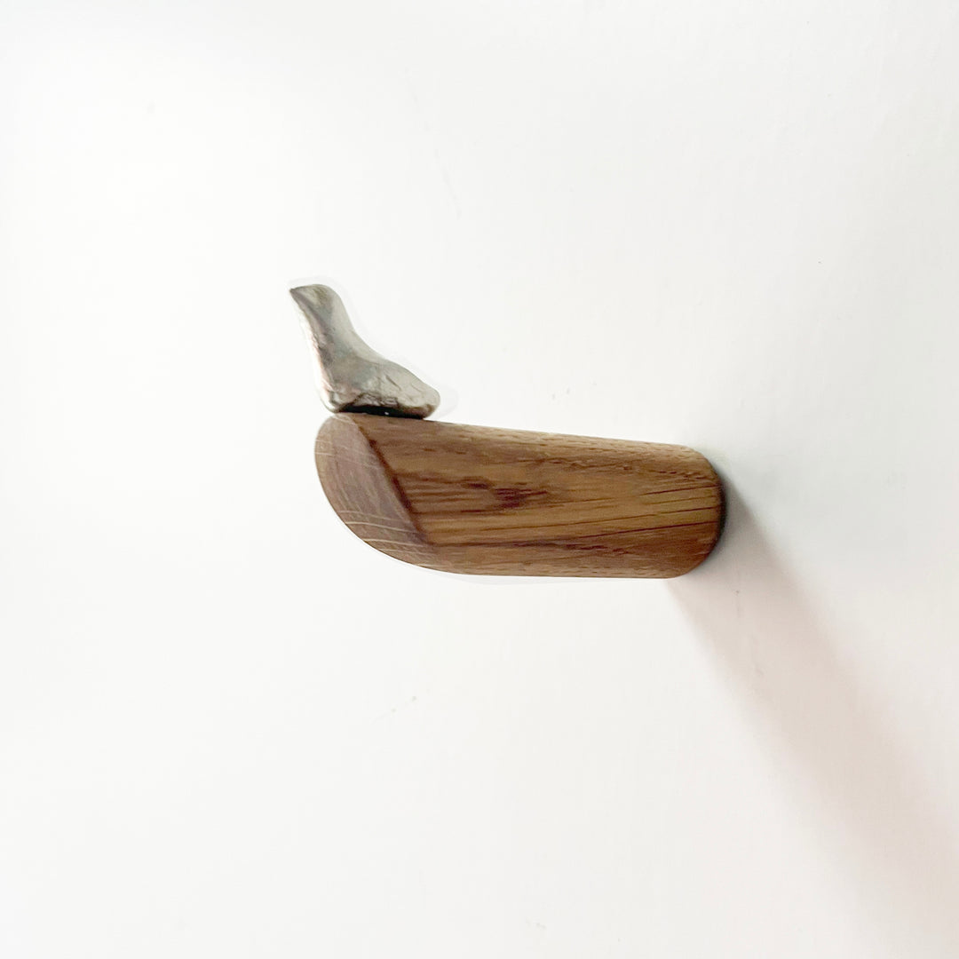 BIRD - coat hooks made of wood & pewter - set of 3 | Formpoet
