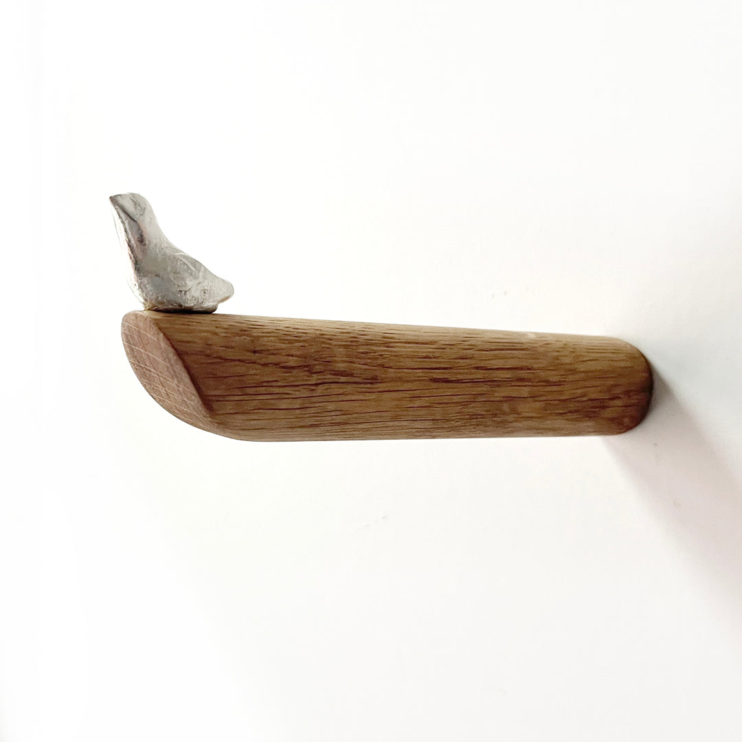 BIRD - coat hooks made of wood & pewter - set of 3 | Formpoet