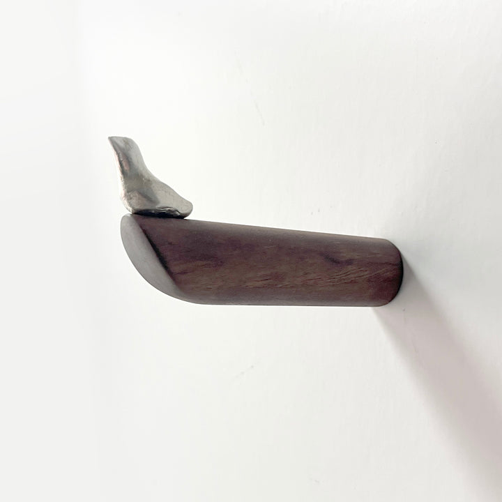 BIRD - coat hooks made of wood & pewter - set of 3 | Formpoet