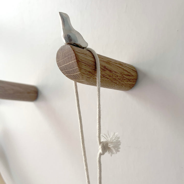 BIRD - coat hooks made of wood & pewter - set of 3 | Formpoet