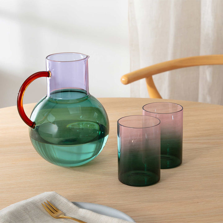 GRADIENT GLASSES  TWO TONE - Drinking Glasses Teal & Lilac - Set of 2 | Block Design