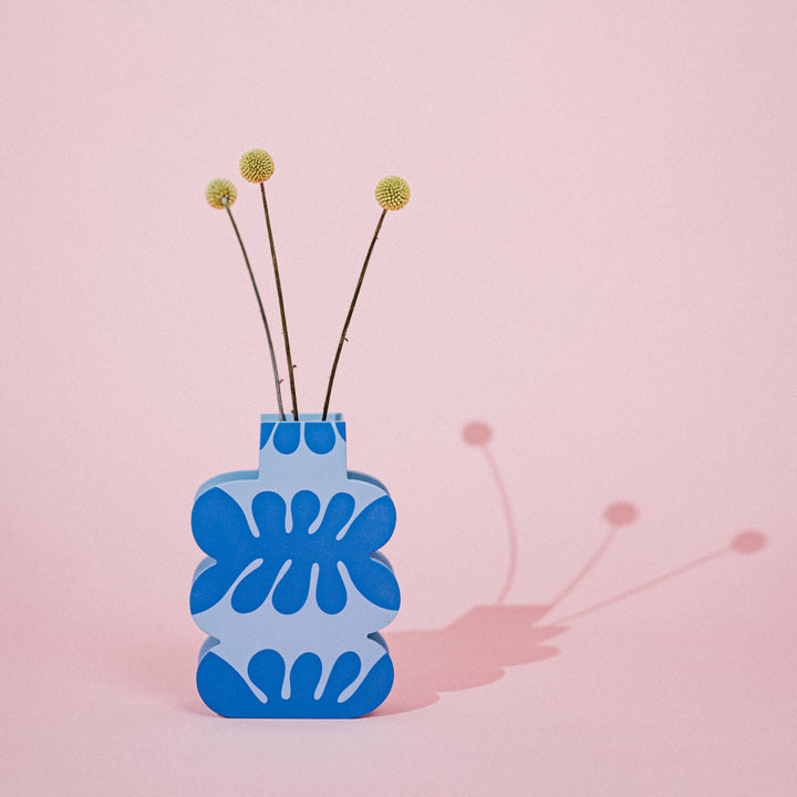 BIG BLUE - wooden vase - with glass insert | milin