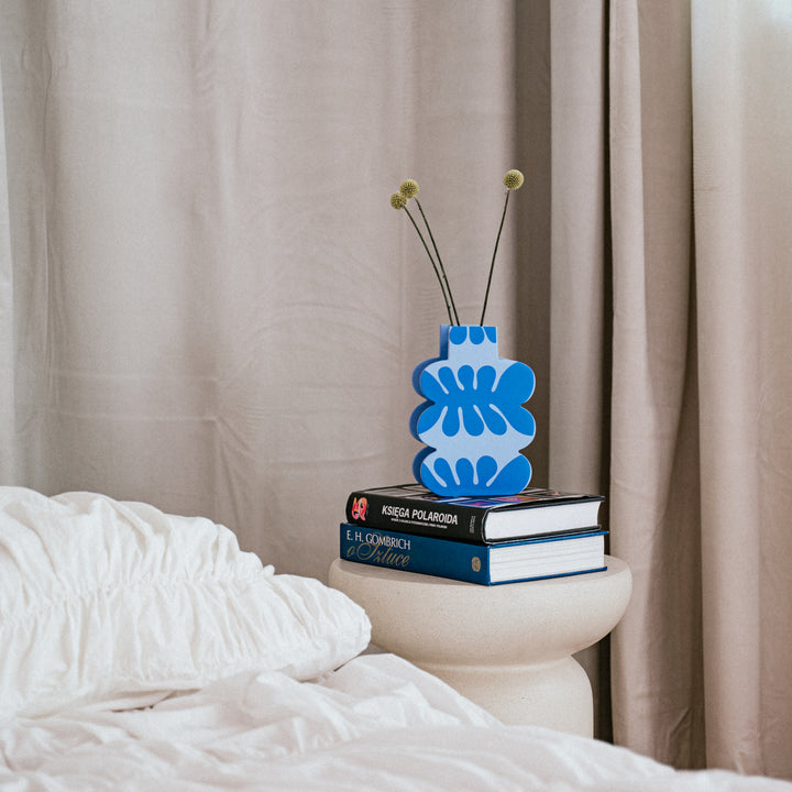 BIG BLUE - wooden vase - with glass insert | milin