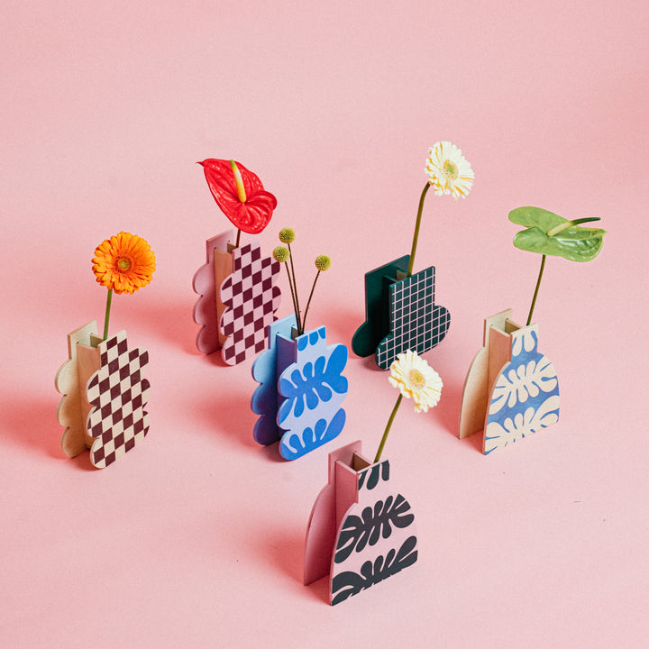 BIG BLUE - wooden vase - with glass insert | milin