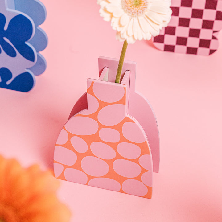 PINK STONES - wooden vase - with glass insert | milin