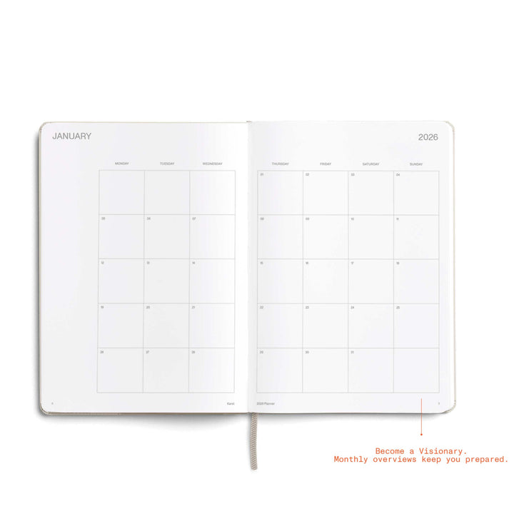 DAILY PLANNER 2026 LATTE - zweiteiliges Tagesplaner & Kalender Set - Hardcover A5 | KarstGoods