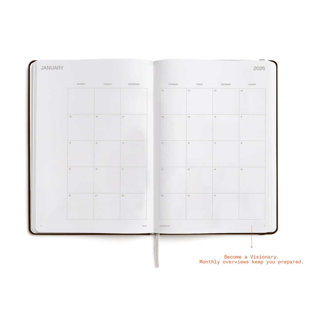 WEEKLY PLANNER 2026 ESPRESSO - Wochenplaner & Kalender - Hardcover A5 | KarstGoods
