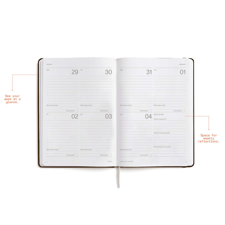 WEEKLY PLANNER 2026 ESPRESSO - Wochenplaner & Kalender - Hardcover A5 | KarstGoods