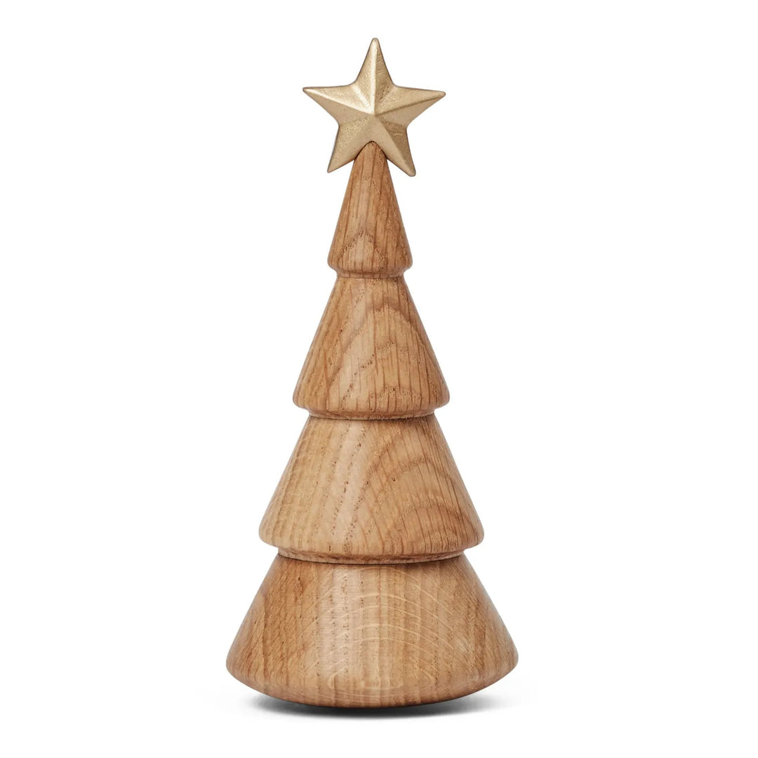 THE CHRISTMAS TREE OAK - Holz-Weihnachtsbaum mit Goldstern - Stehaufmännchen 16 cm hoch | Thor Høy | Spring Copenhagen