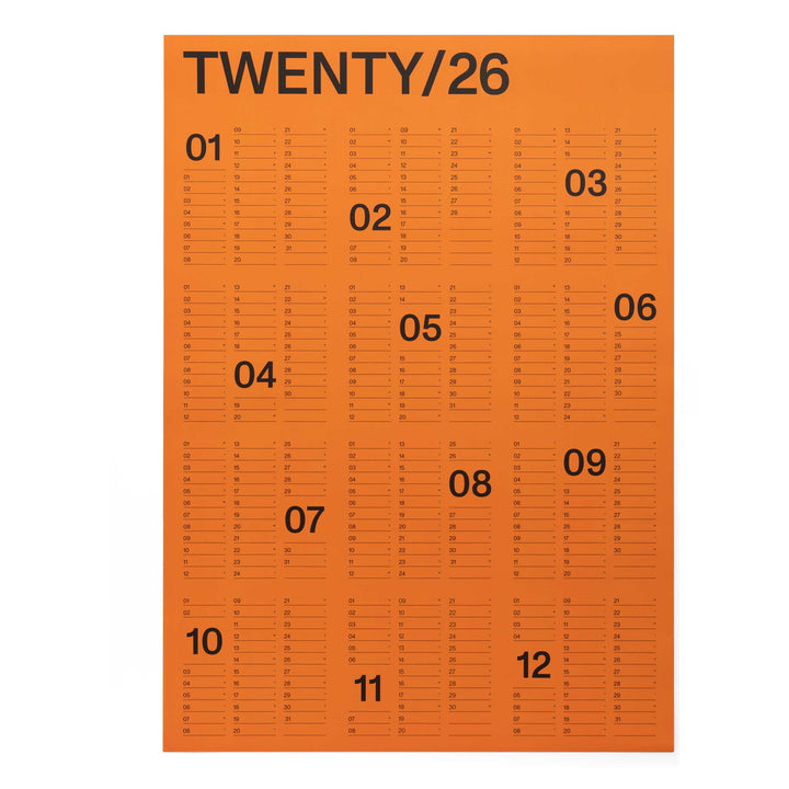 2026 YEARLY WALL CALENDAR - Tangerine Annual Wall Calendar - 60x85 cm Format A1 | KarstGoods