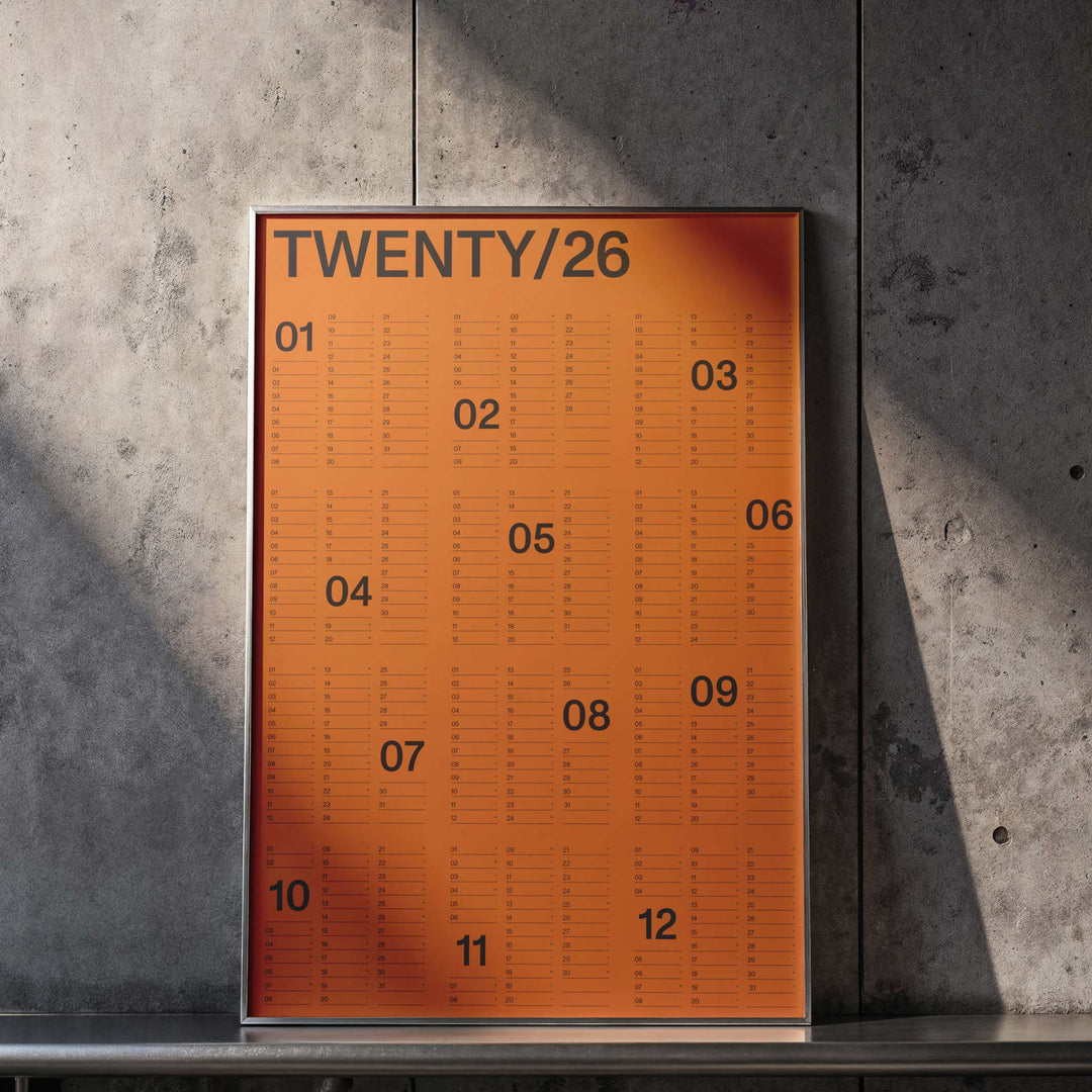 2026 YEARLY WALL CALENDAR - Tangerine Annual Wall Calendar - 60x85 cm Format A1 | KarstGoods