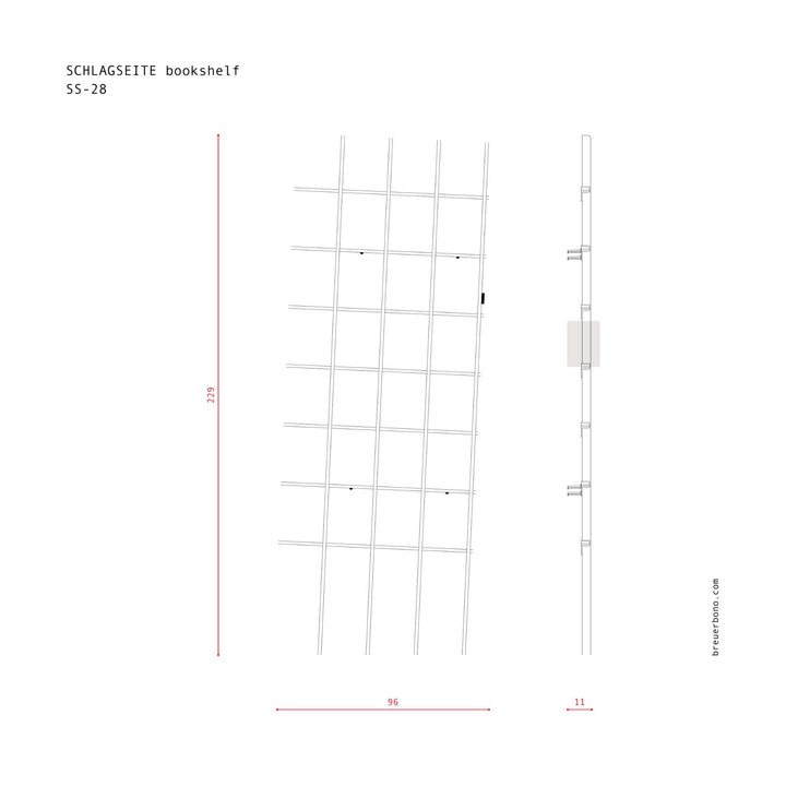 SCHLAGSEITE - bookshelf with inclination | BREUER & BONO