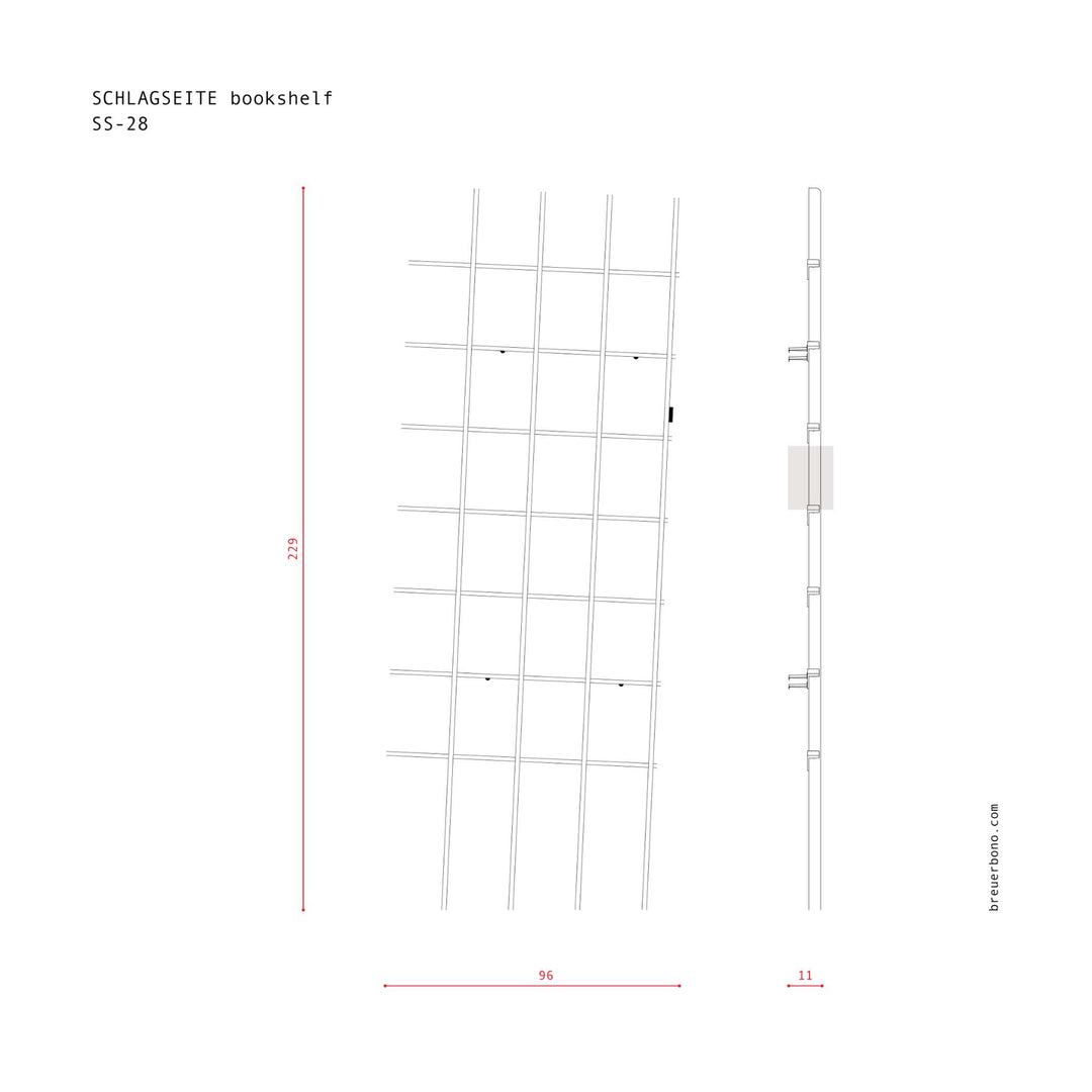 SCHLAGSEITE - bookshelf with inclination | BREUER & BONO