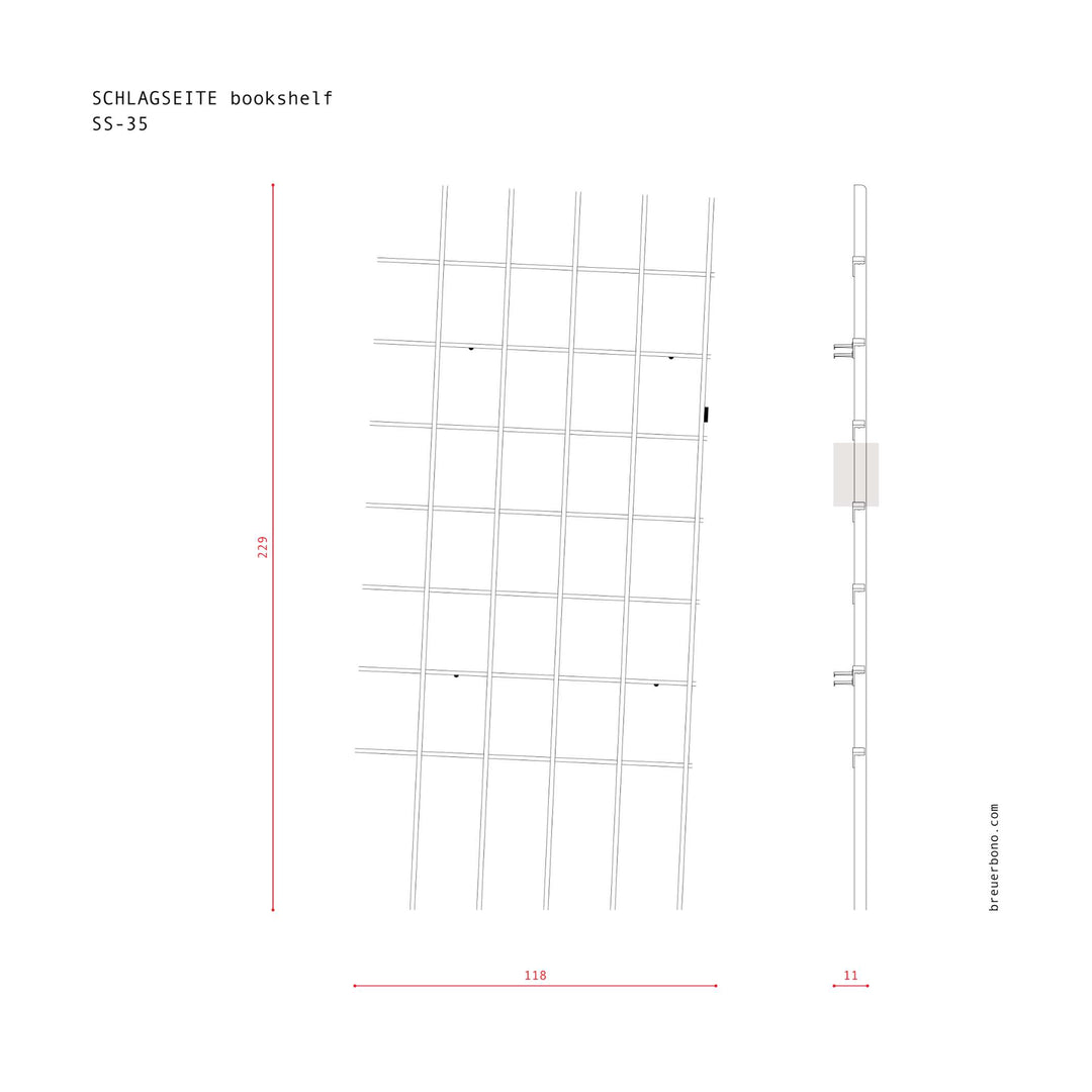 SCHLAGSEITE - bookshelf with inclination | BREUER & BONO