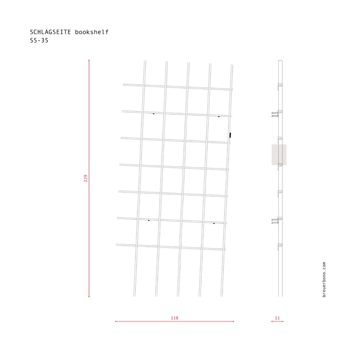 SCHLAGSEITE - bookshelf with inclination | BREUER & BONO