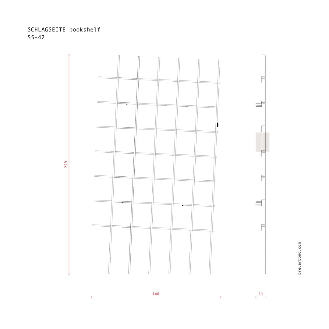 SCHLAGSEITE - bookshelf with inclination | BREUER & BONO