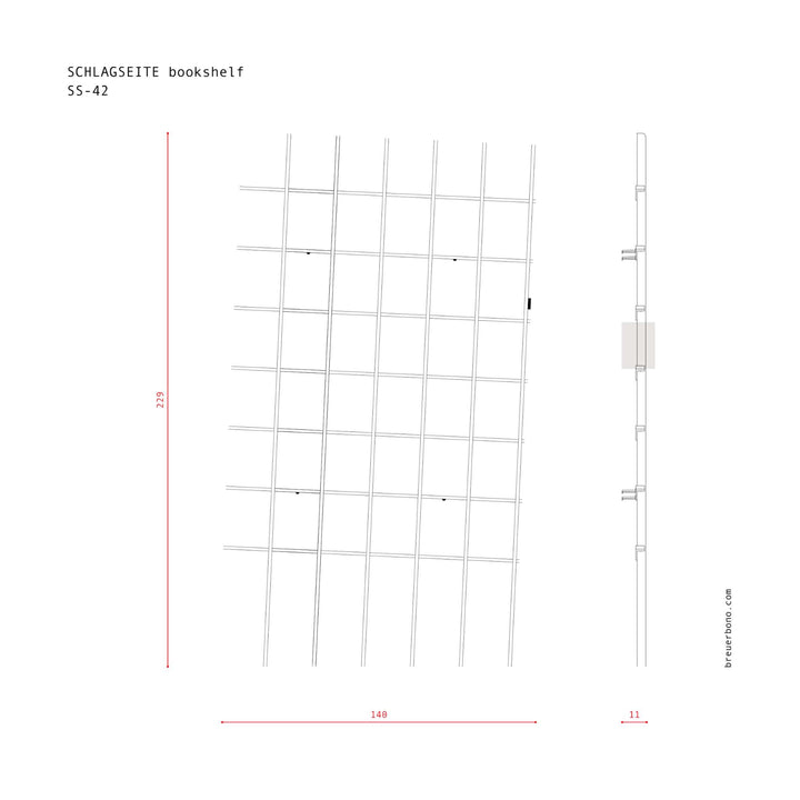 SCHLAGSEITE - bookshelf with inclination | BREUER & BONO
