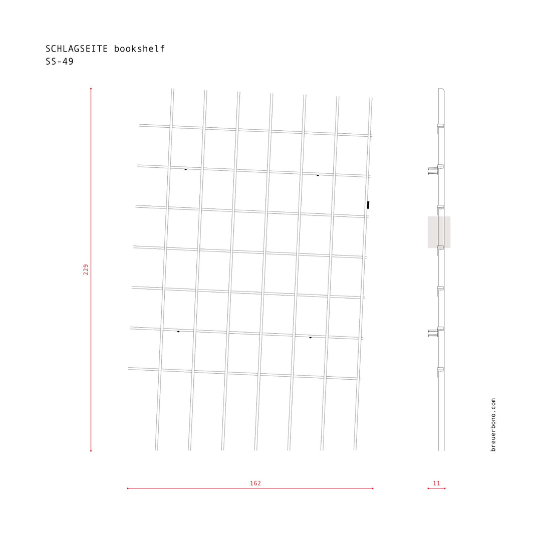 SCHLAGSEITE - bookshelf with inclination | BREUER & BONO