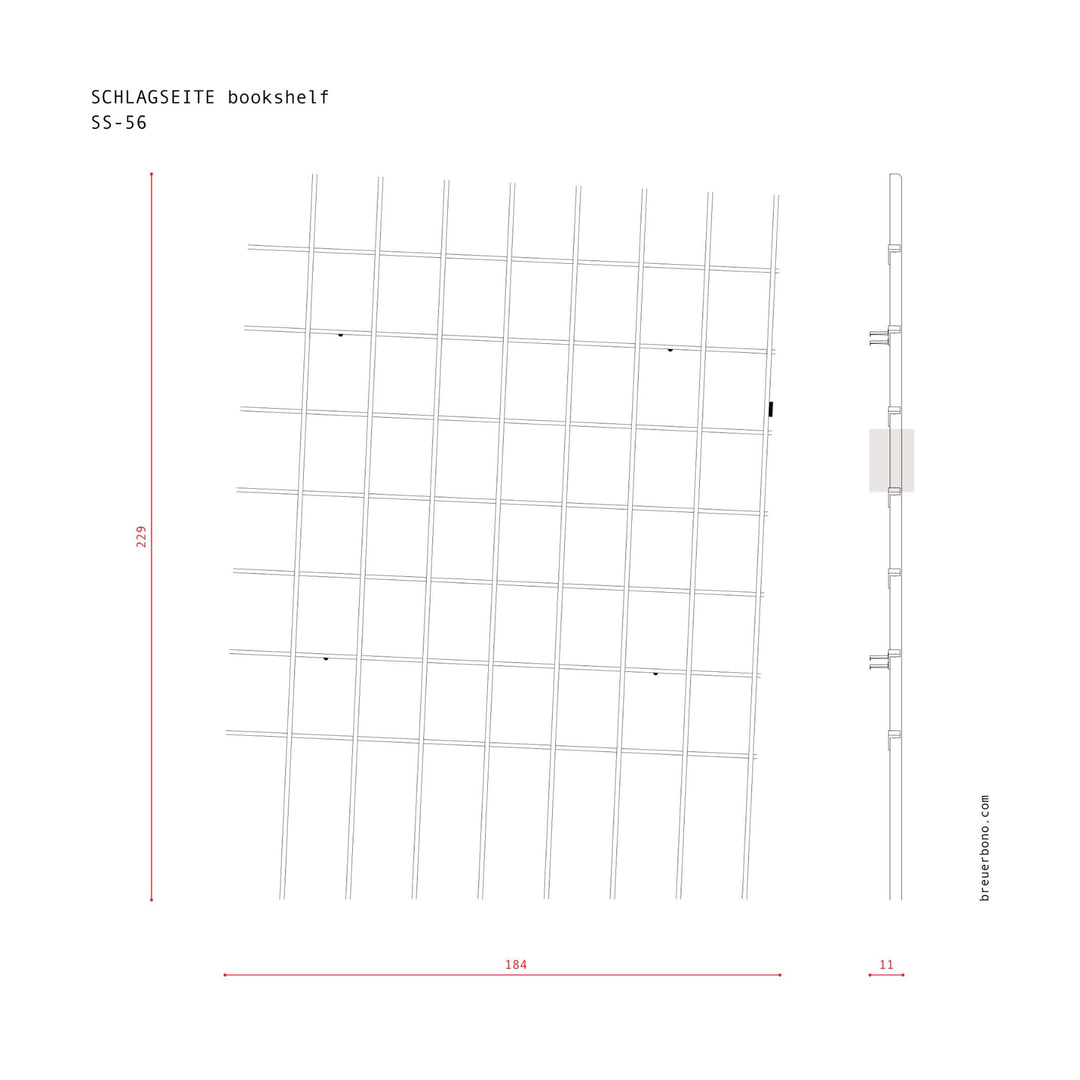 SCHLAGSEITE - bookshelf with inclination | BREUER & BONO