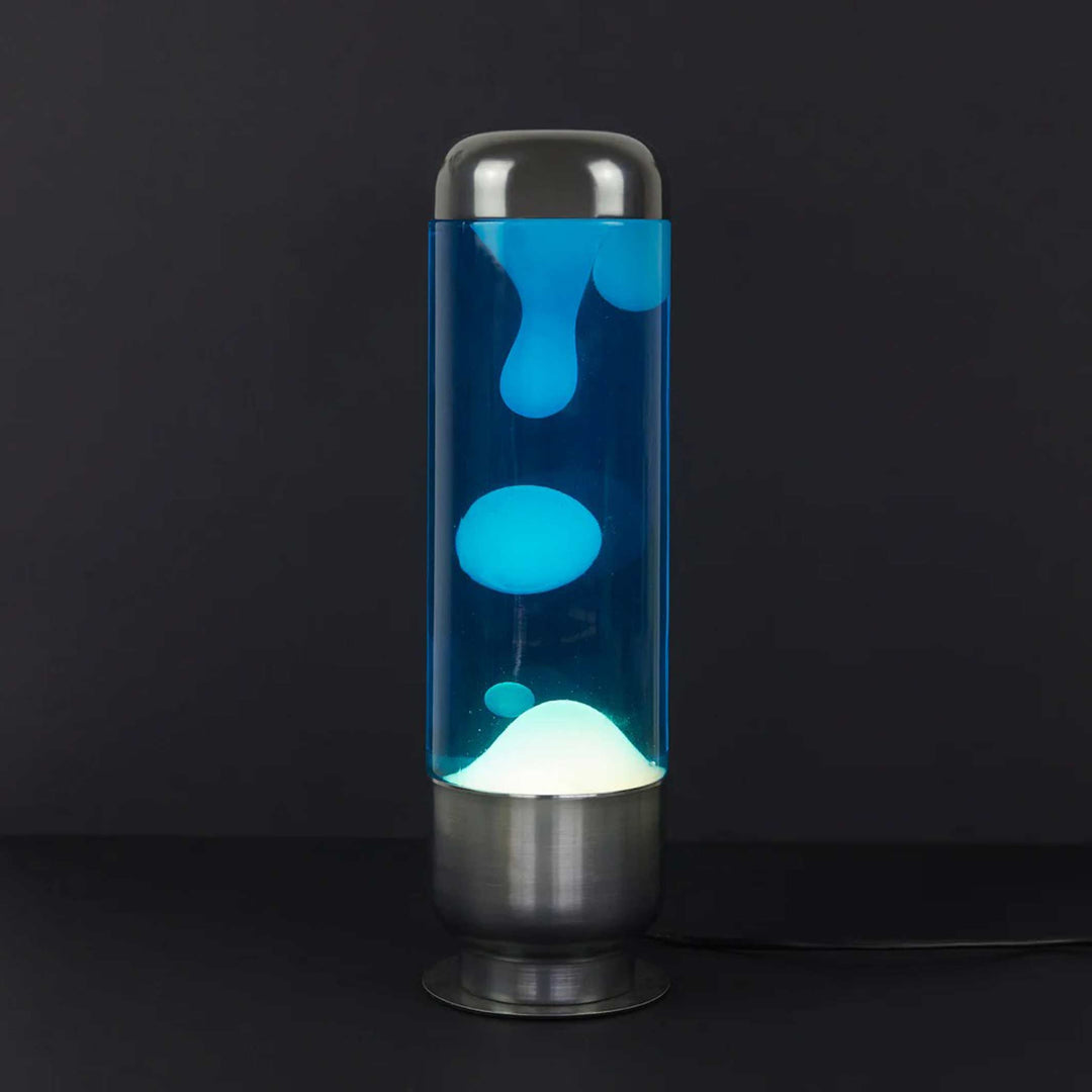 CAPSULE - Lava Lamp - Aluminum Base with White Lava in Blue Liquid - H=35cm - Lucid | Balvi