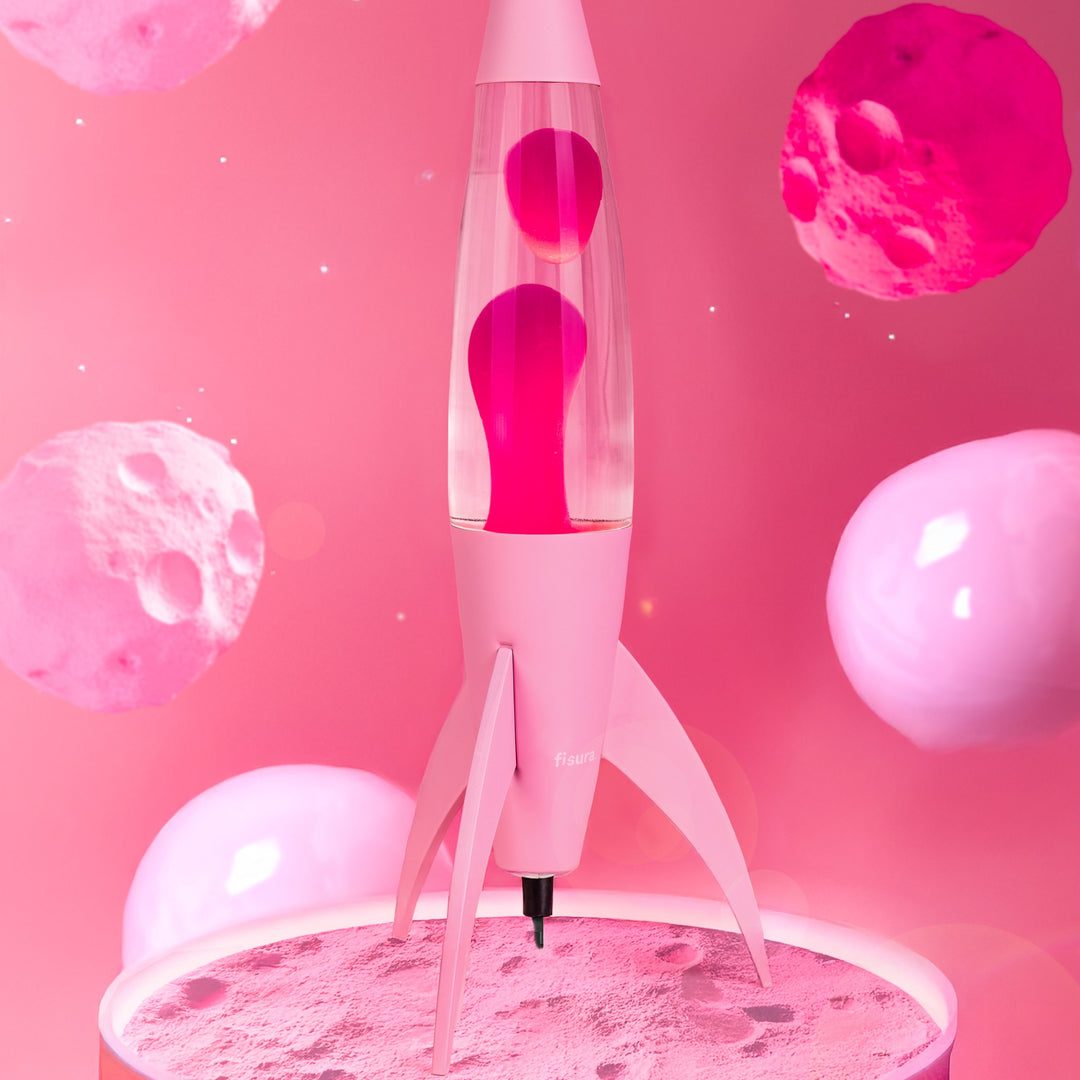 Lavalampe Rocket – Rosa Monochrom · Retro · 45 cm | Fisura · Tischlampe