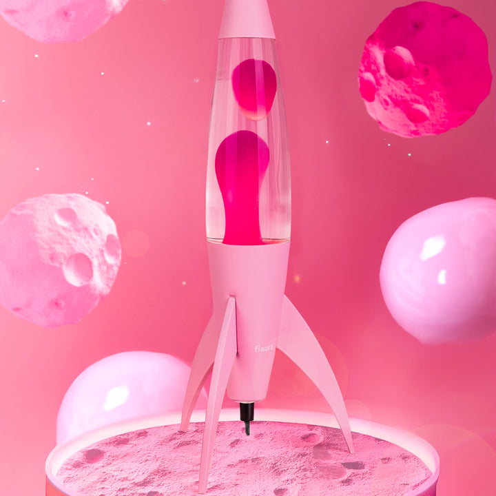 Lavalampe Rocket – Rosa Monochrom · Retro · 45 cm | Fisura · Tischlampe