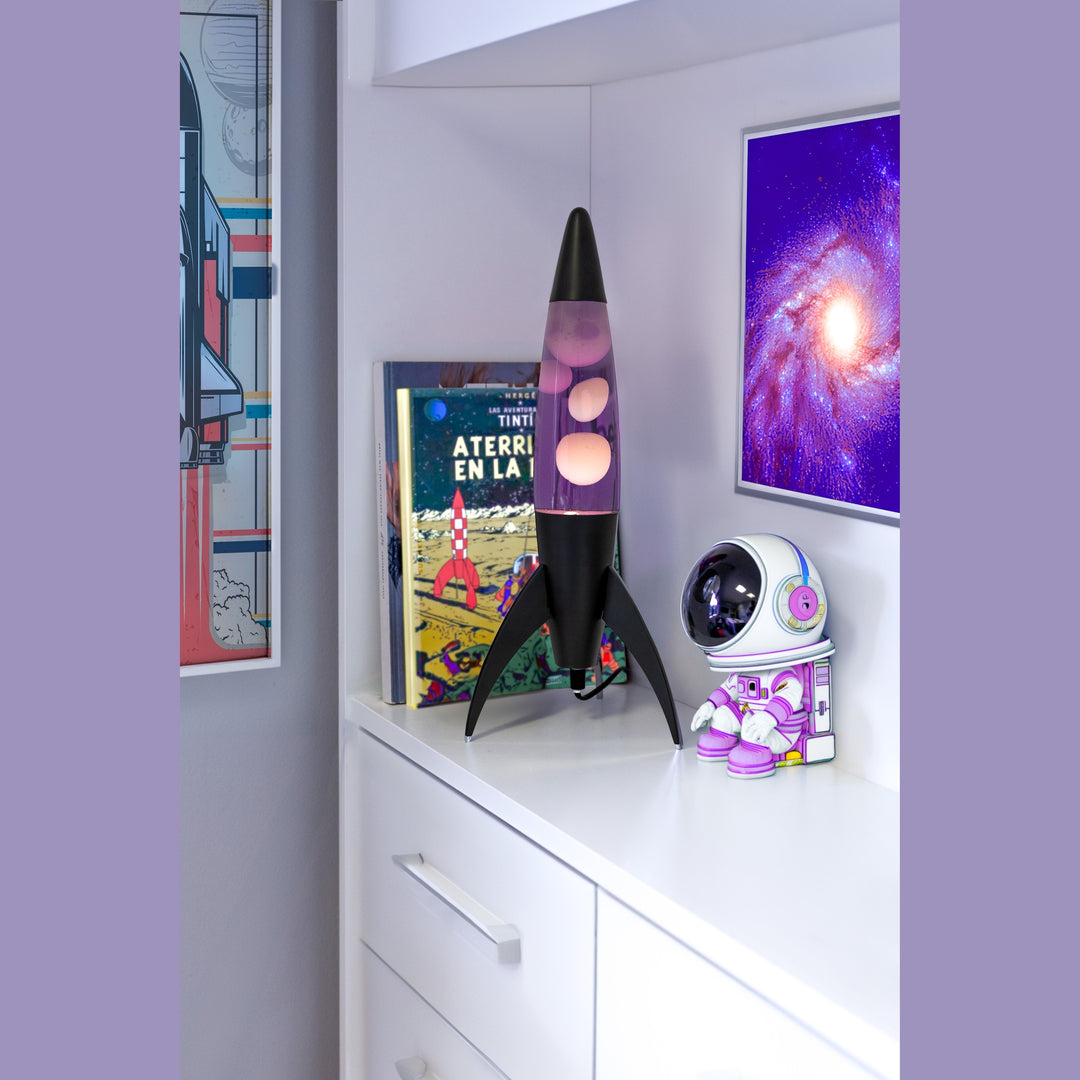 Lava Lamp Rocket – Black · Very Peri Lava · Retro · 45 cm | Fisura · Table Lamp