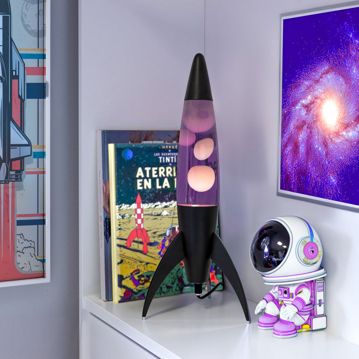 Lava Lamp Rocket – Black · Very Peri Lava · Retro · 45 cm | Fisura · Table Lamp