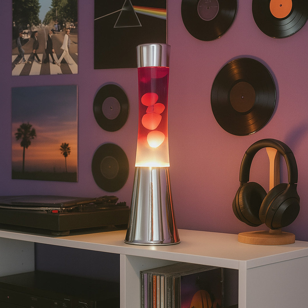 Lava Lamp Tower – Chrome, Black-Red-White, 39.5 cm – Lifestyle 6 | Fisura